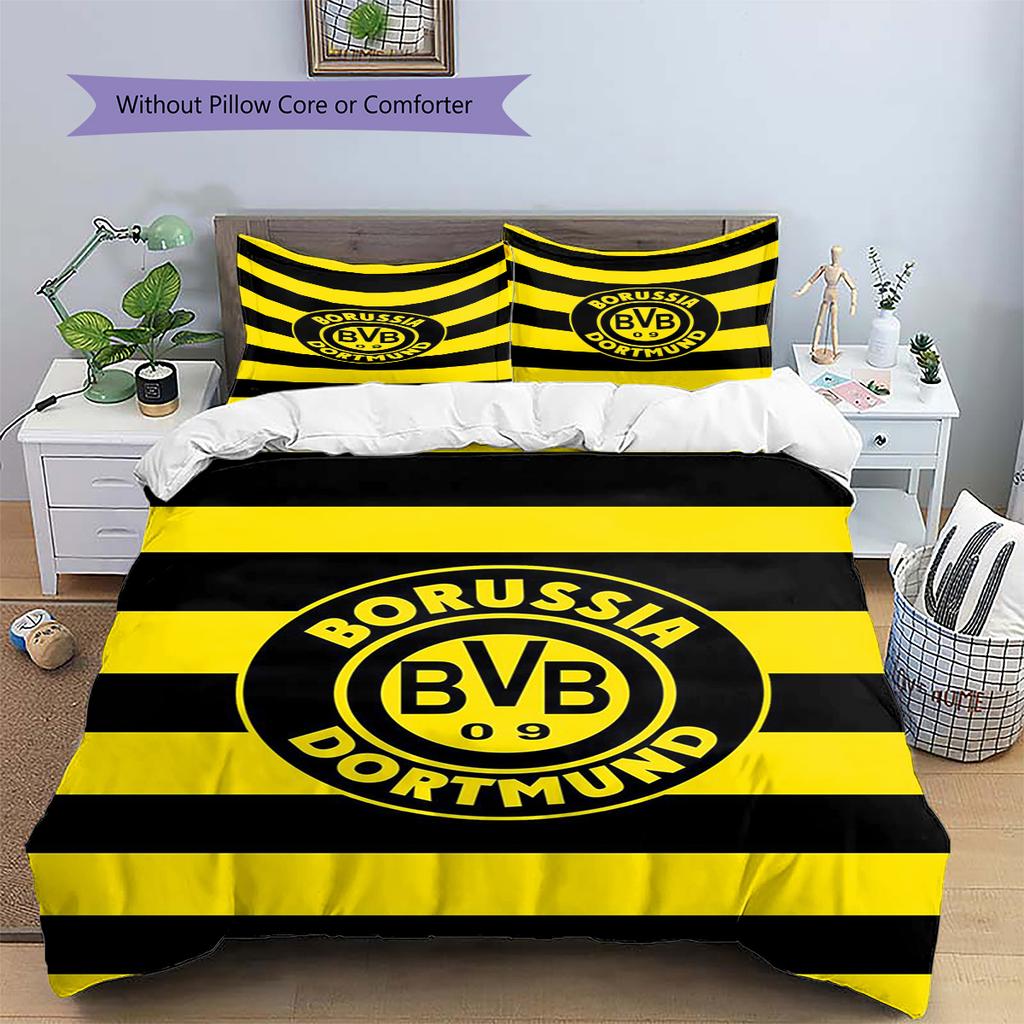 Pościel z Wzorem Borussia Dortmund Poszewka na Kołdrę Poszewka na Poduszkę Wystrój Domu Prezent (1 * poszwa na kołdrę + 2 * poszewki na poduszki, bez rdzenia)
