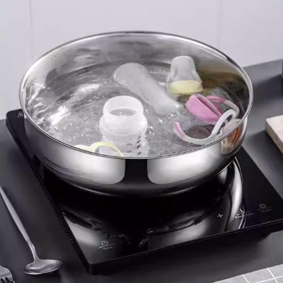 Stainless Steel Mixing Bowl Multi-Functional Dough Kneading Salad Basin Non-Slip Bottom Deep Mixing Bowl for Splash-Free Whisking Induction Cooktop