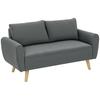 Two-Seater Sofa, Fabric Couch, 2 Back Cushions, Corduroy Cover, 145 X 75 X 78 Cm, Anthracite