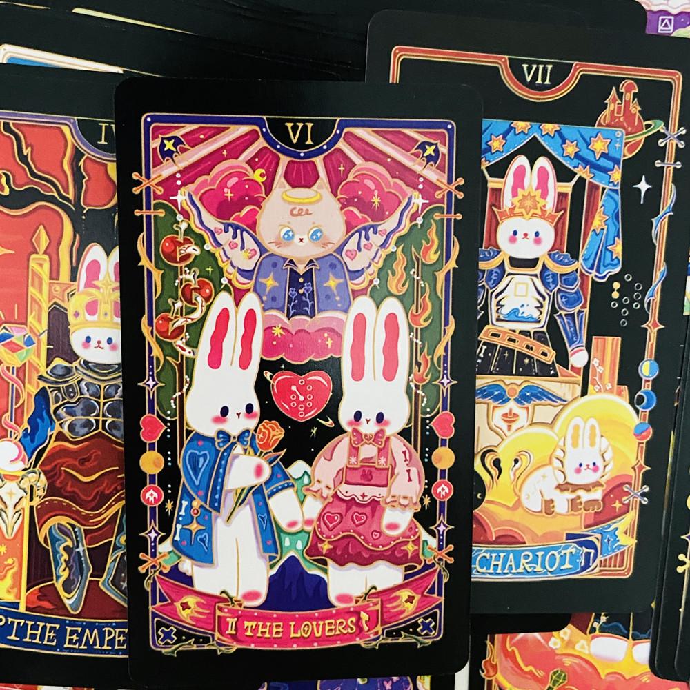 Galaxy Reverie Tarot Cards 78pcs Cute Rabbit-Themed Tarot Cards Wait Board Games