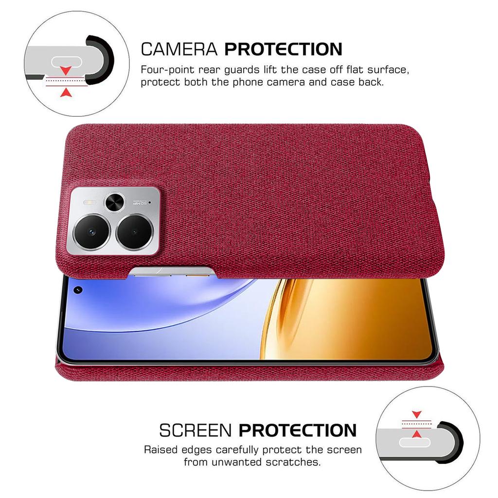 For Realme 14 5G Phone Case Cloth Texture Anti-Scratch Protective PC Back Cover