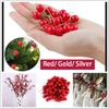 100Pcs Artificial Red Holly Berry Xmas Tree Ornaments Christmas Wedding Garland Home Decorations 2.5cm