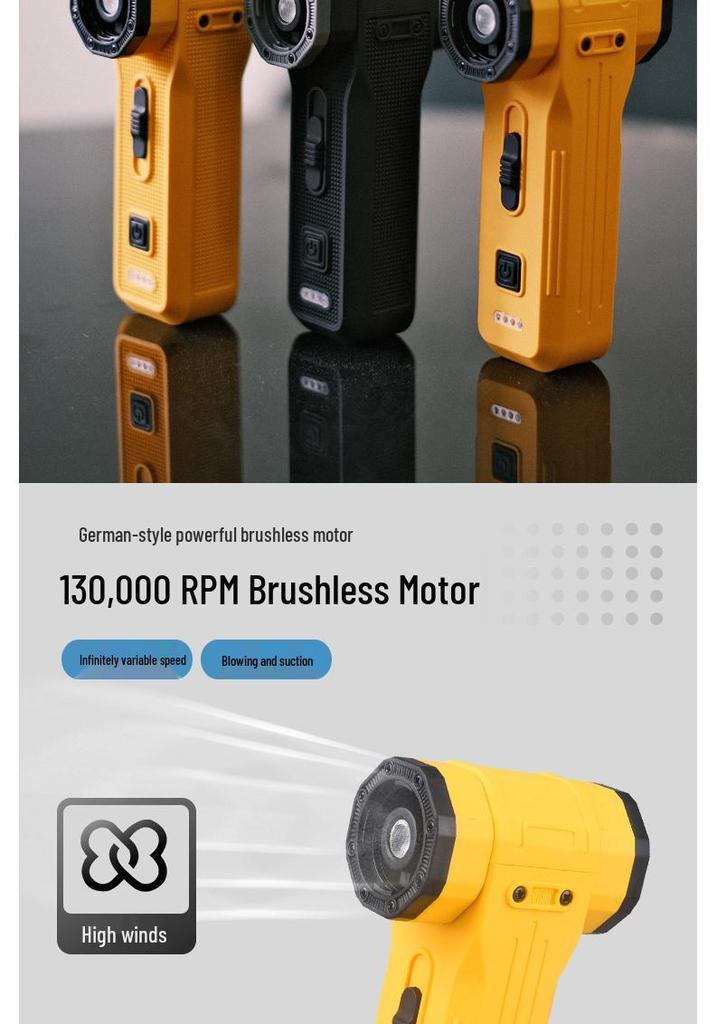 Portable Turbo Handheld Flood Light with Strong Magnetic Adsorption and Stepless Speed Regulation for Snow and Ash Blowing.