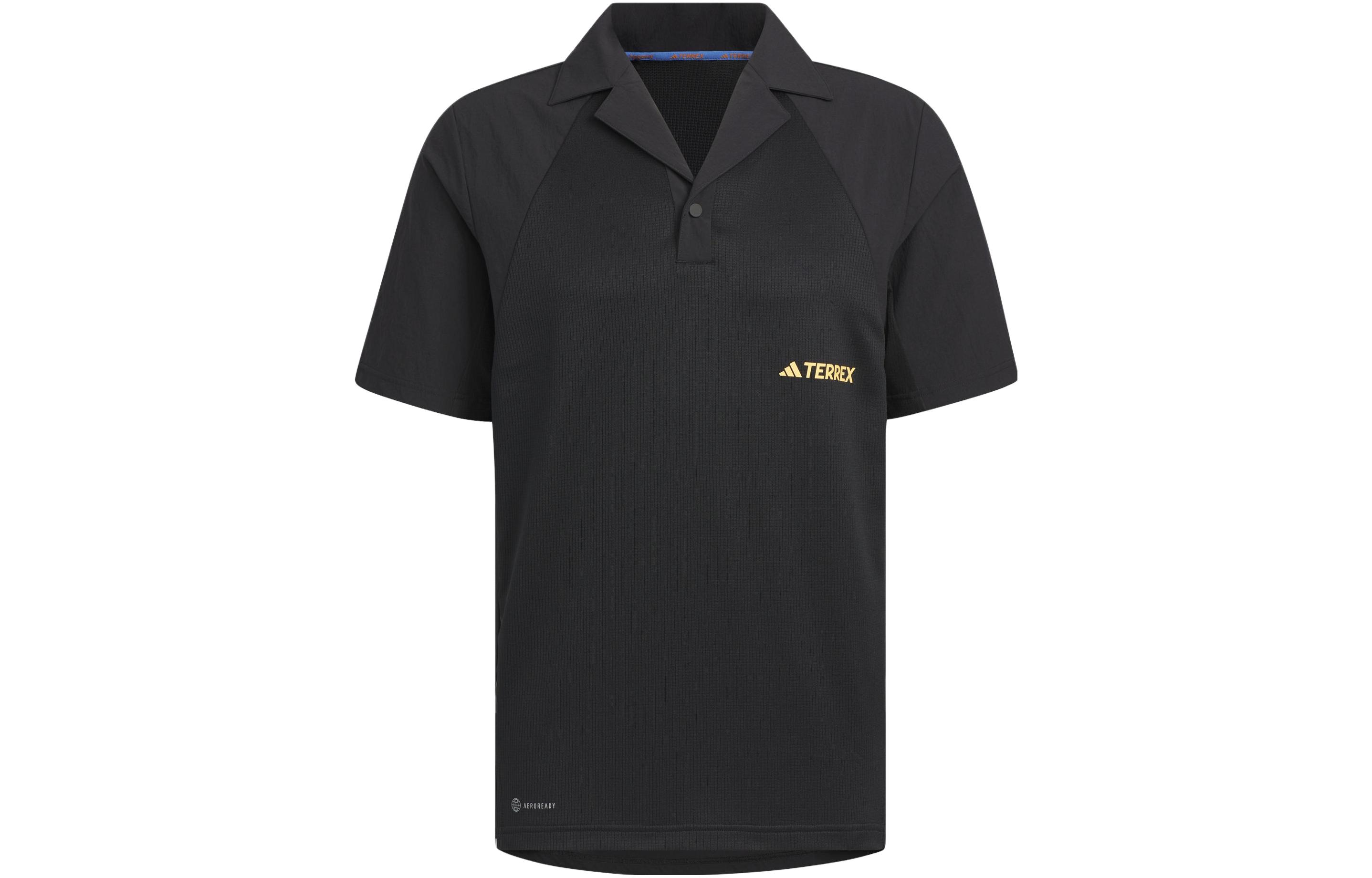 Adidas Polo Shirts Men s Black Polo Collar Moderate Straight Fit Black|L