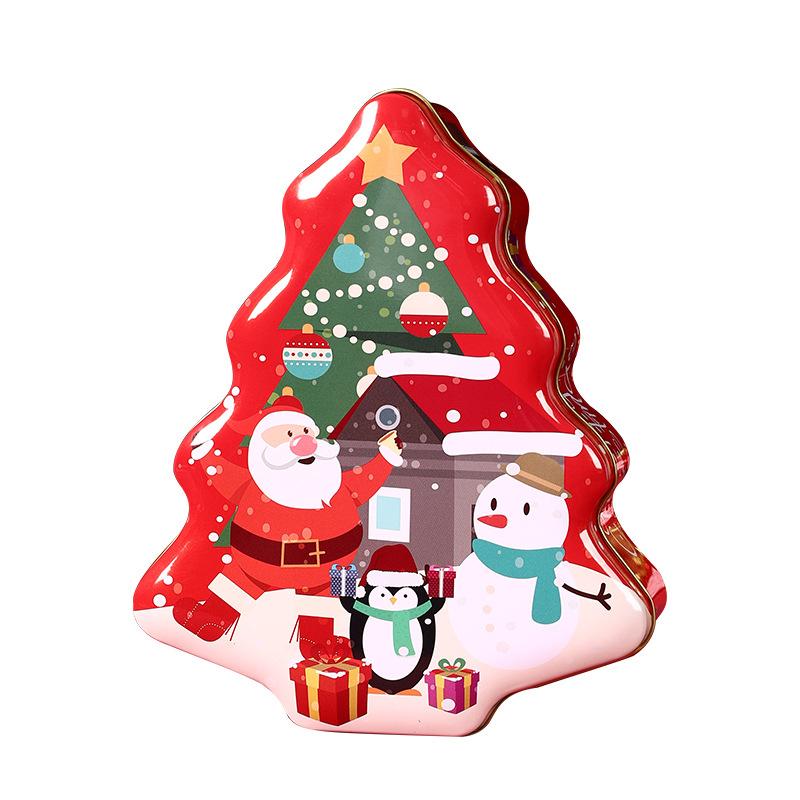 Christmas Decorations Box Festive Candy Storage Container Tinplate Biscuit Box Stylish Christmas Tree Tin Box For Cookies Small