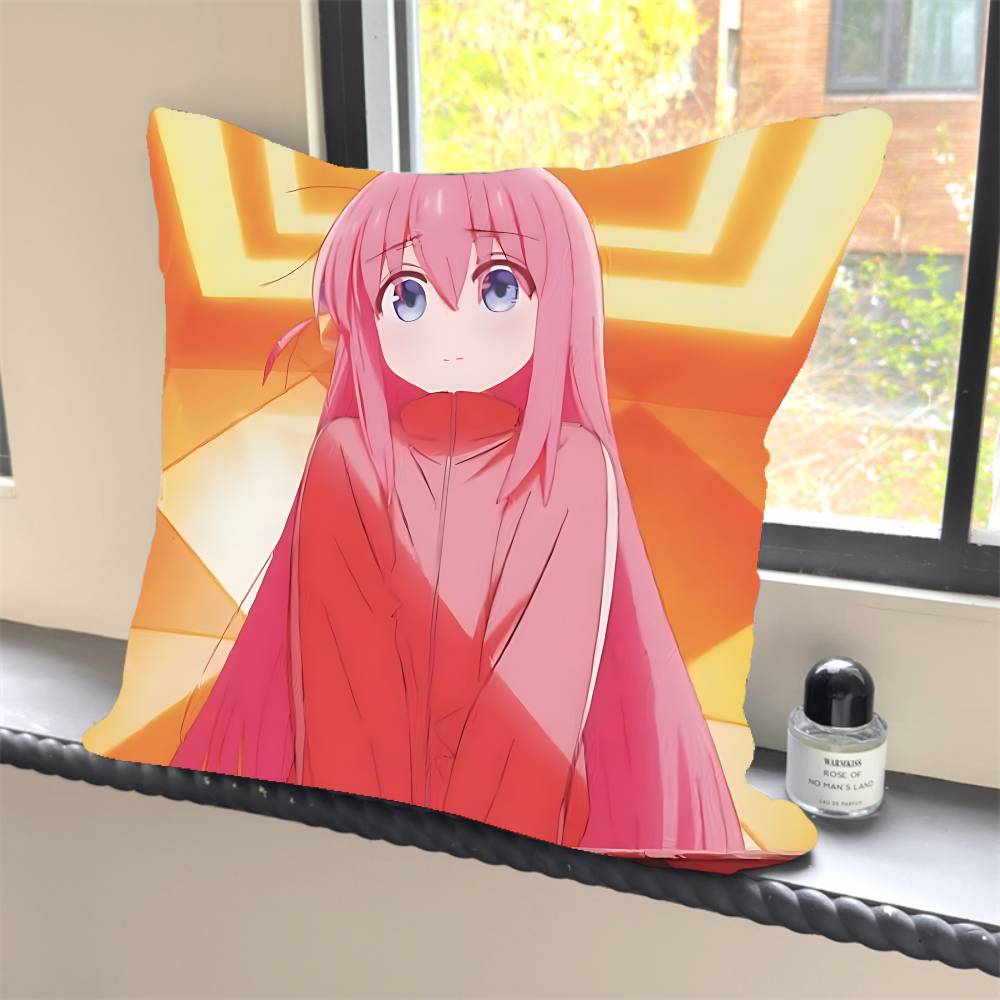 1PC Anime Bocchi The Rock Pillow Case Square  Bedroom Sofa Leisure Comfort Cushion Car Home Decoration Pillowcase 40x40