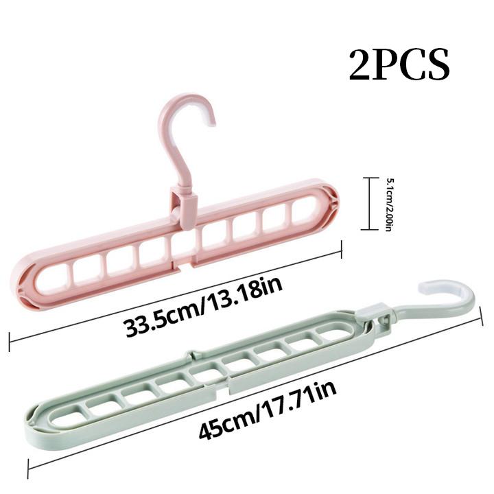 2Pcs/4Pcs Red&Green Multifunctional Foldable Reusable Hanger Storage Rack Nine Hole Plastic Hanger For Household Garments