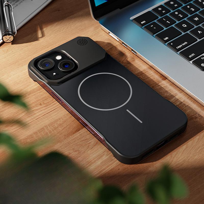 

Подходит для iPhone16 Безрамочный чехол для мобильного телефона Apple 15 Алюминиевый сплав Объектив Samsung S25ultra Тонкий круг Магнитная присоска iPhone11Promax
