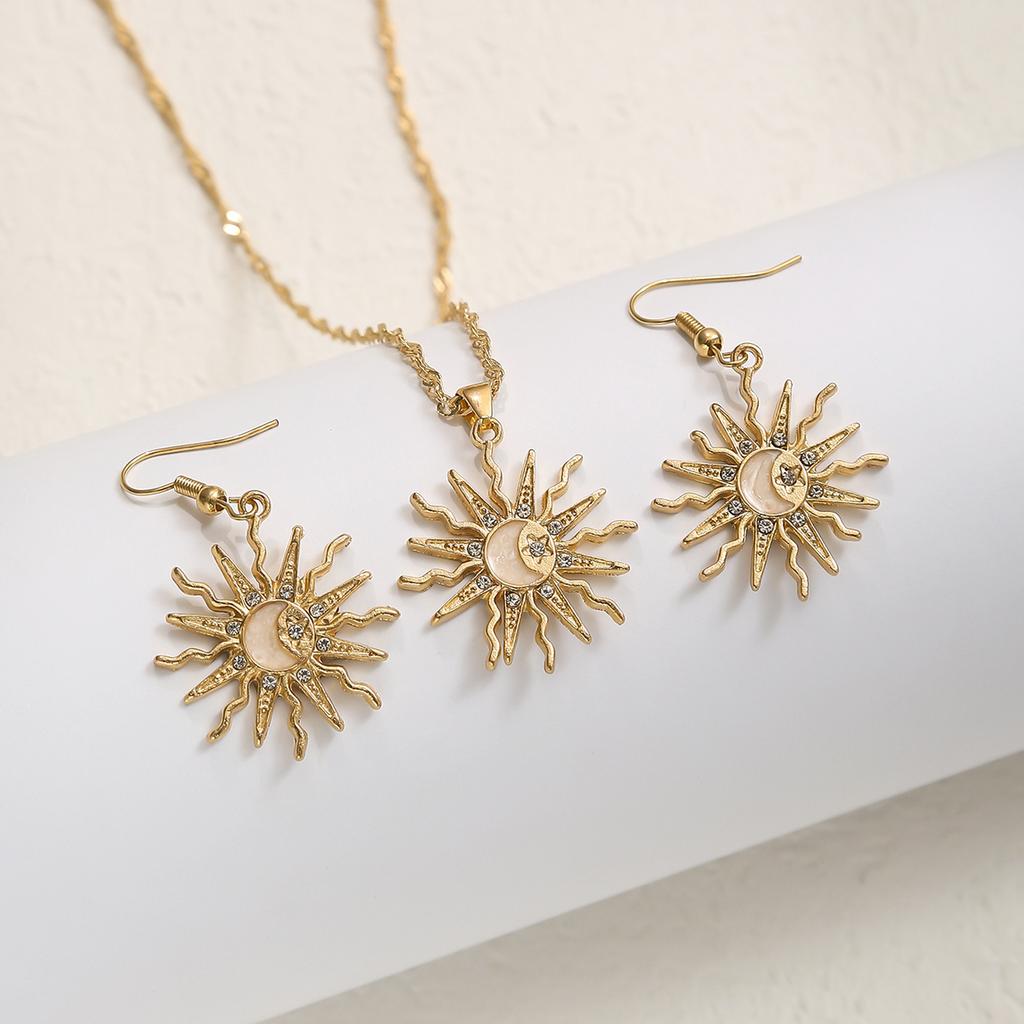 Hot-selling creative ring love shape pendant necklace women's and earrings elegant versatile jewelry set
