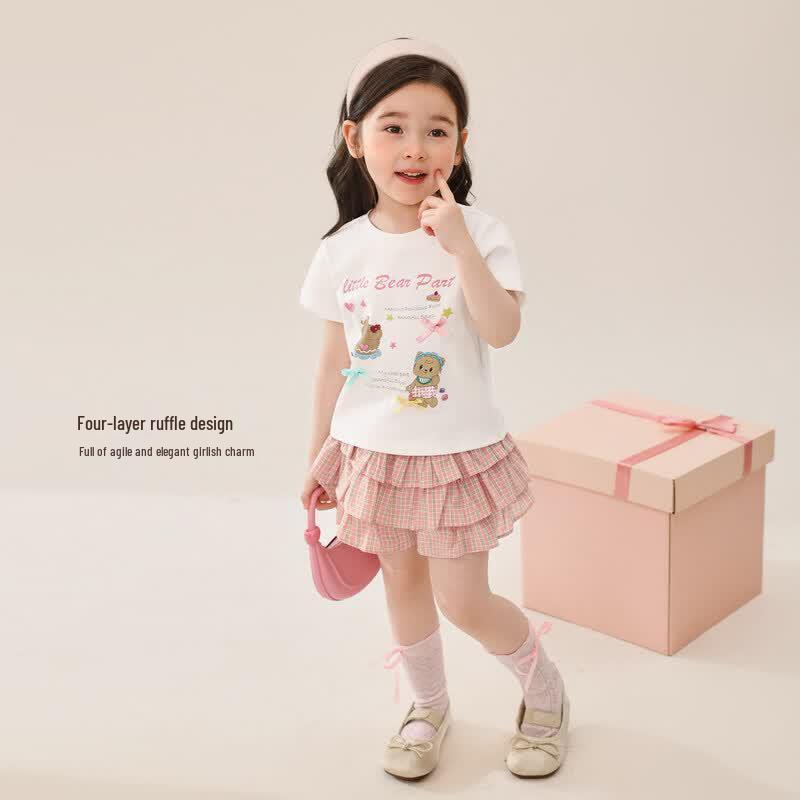 LUSON Girls  Plaid Ruffled Skort 100
