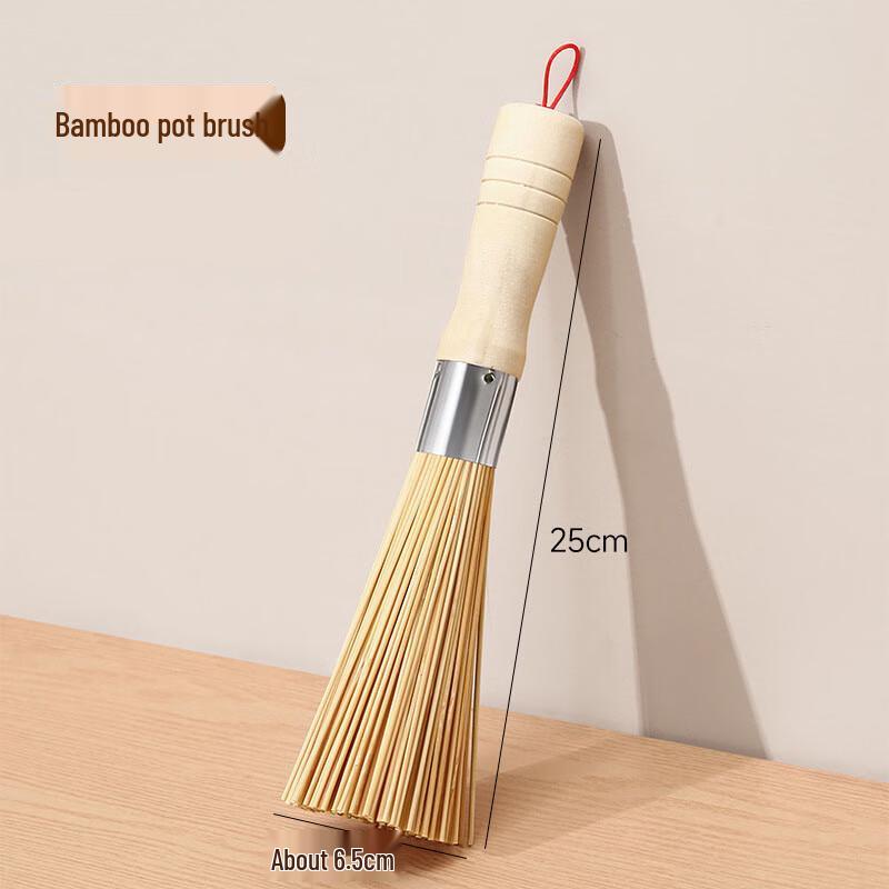 Traditional Bamboo Pot Scrubber with Lanyard