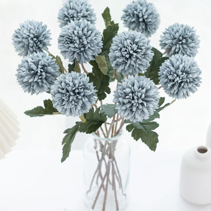 Artificial Flowers Silk Ball Chrysanthemum Wedding Bridal Bouquet Table Windowsill Festival Room Decor Diy Gift Po Props