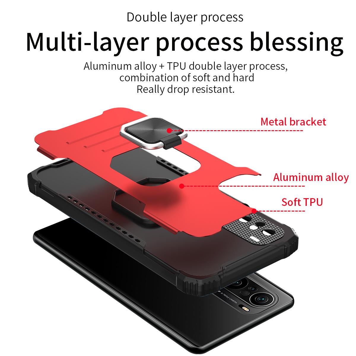 Custodia Militare Per Xiaomi Redmi 10C - Doppio Strato, Con Supporto Metallico E Piastra Magnetica Per Auto - 3