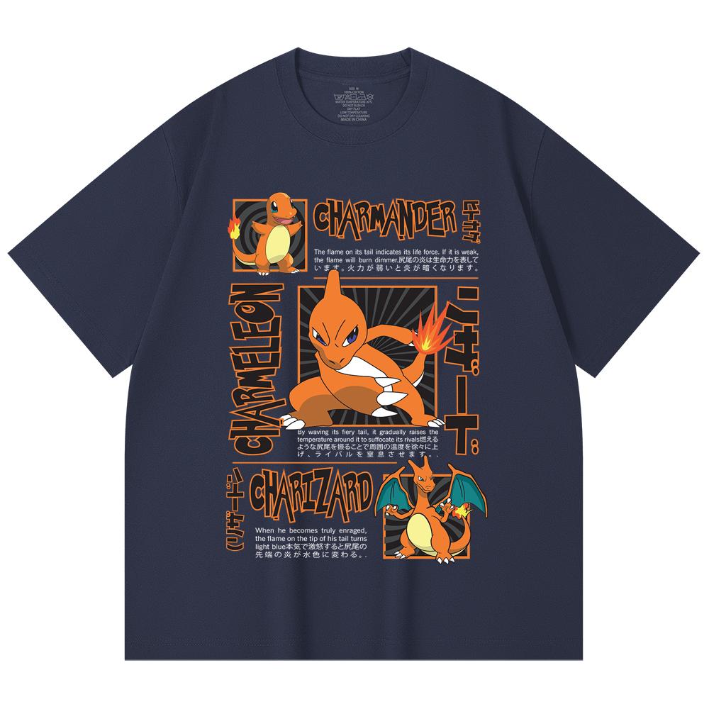 230 Gsm 100% Cotton Pokemon V5 Charmander Print Unisex Heavy Cotton T Shirt