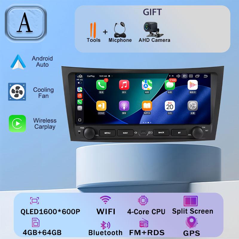 Écran Android 16 de 9,3 pouces pour Mercedes Benz Classe E W211 E200 E220 E300 E350 E240 E270 E280 Classe CLS W219 2002 - 2009 WiFi 4G CarPlay
