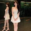 White suspender dress children summer small high-end French pure desire to look thin waist small white dress short skirt