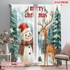 2pcs,2D Plane Printing Print Curtains Cute Deer Snowman Christmas Forest (2) Versatile 100% Polyester (without Rod) Art Deco