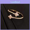 Classic 18k Gold Plated Zircon Flower Open Bangle For Women