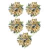 Holiday Elegant Centerpiece Flower Wreath Desktop Candle Stick Decoration For Christmas, 5Pieces Set