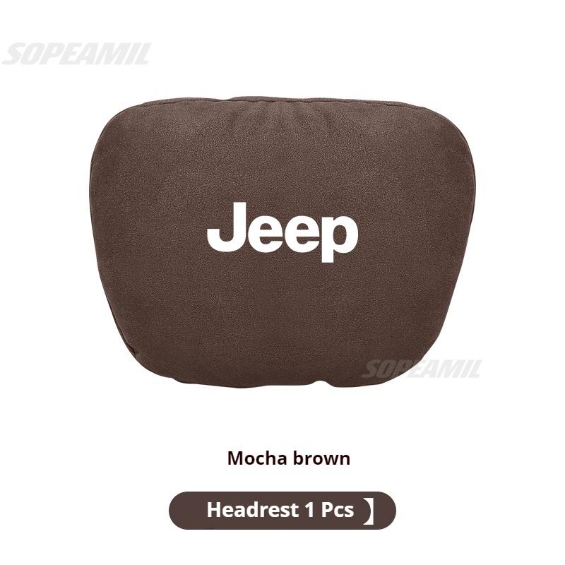 Suede Car Headrest Neck Pillow Seat Waist Cushion Jeep Grand Cherokee Wrangler JK Gladiator Patriot Commander Renegade CompassN