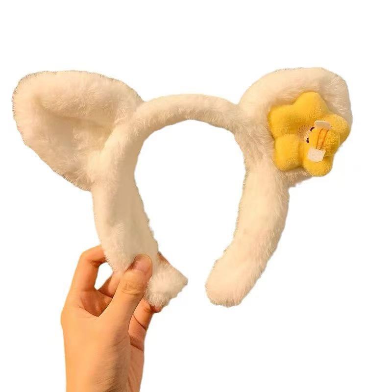 Cute Cartoon Cat Ears Plush Headband for Women - Perfect for Face Washing & Hair Styling In Autumn/Winter