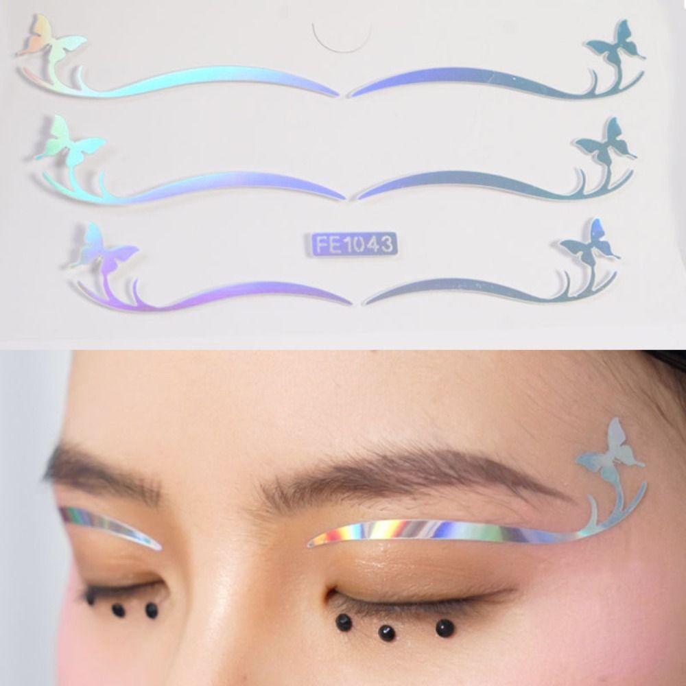 Silver Glitter Temporary Tattoo Sticker Waterproof Makeup Eyeliner Sticker Women