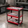 Three-Tier Utility Cart with Wheels Mobile Tiered Rolling Locking