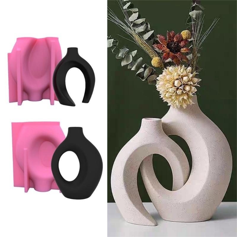 Set of 2Stylish Flowerpot Silicone Mold Concrete Mould Simple Flowerpot Molds Cements Mould Silicone Material for Vase