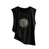 Women's New  Sun And Moon Printing Sleeveless Casual Loose Vest Tops
