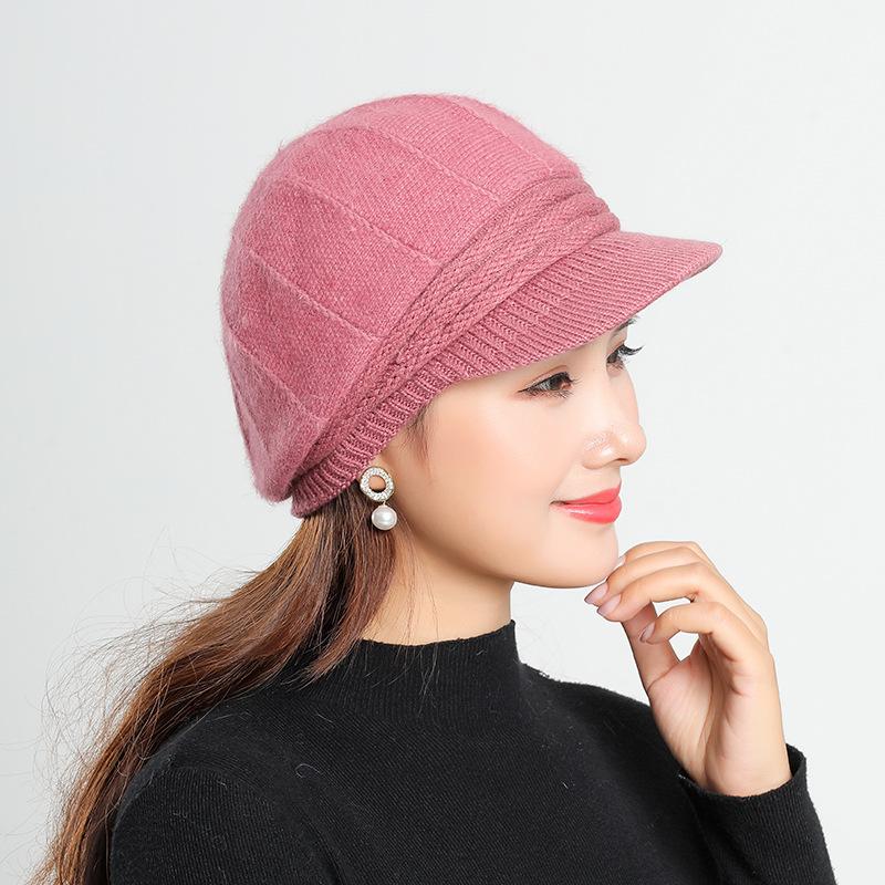 Autumn and Winter Women's Knitted Short Edge Duck Tongue Hat Outdoor Cycling Warm Beret Hat