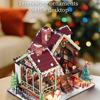 DIY Book Nook Kit Miniature Dollhouse Kit Xmas Eve Snowflakes Building with LED Light Diorama Model Birthday Gifts