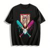 Vintage Baseball No.67 Drippy Print Casual Short Sleeve Top Pure Cotton T-shirt