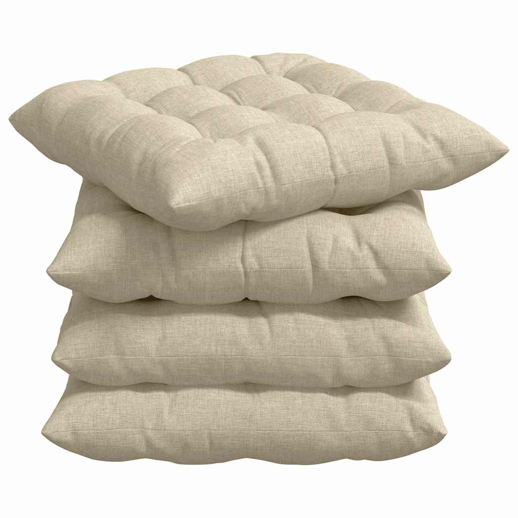 Seat Cushions 4 Pcs Cream 40 X 40 X 6 Cm Fabric