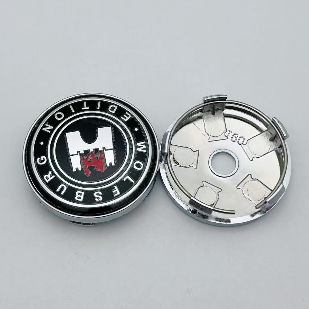 

4pcs 60MM ( 56MM I.D ) Black/Silver Car Wheel Center Caps with Wolfsburg Logo Badge Wheel Hubcaps Auto Rim Cover Car Accessories Wolfsburg Badge&4pcs Wheel Cap