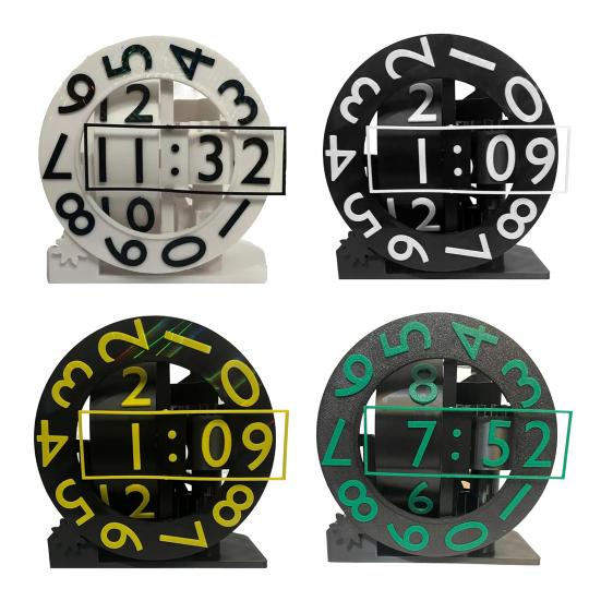 3D Printed Triaxial Clock with Rotating Numeric Display Home Office Living Room Desktop Digital Clock Decoration Tech and Design Enthusiasts Gift