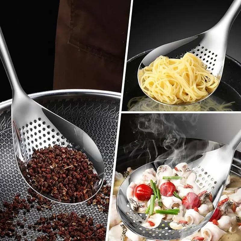 Stainless Steel Skimmer Food Filter Leaking Sieve Durable Colander, Skimmer, Spoon Used for Frying and Cooking Kitchen Utensils