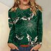 Women's Long-sleeved Loose-necked Halloween Print Casual Top, Suitable for Holiday Parties