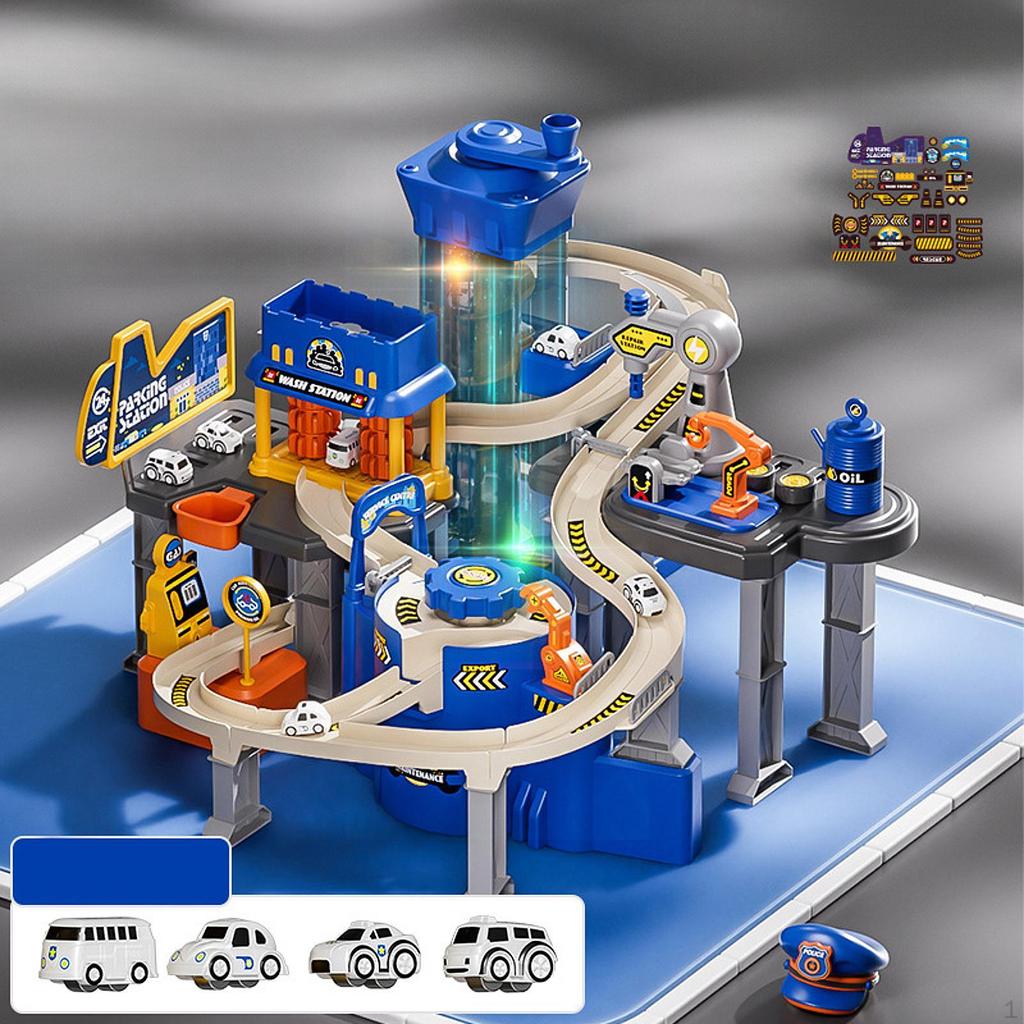Car Garage Playset Kids Play Vehicles Thinking Abilities DIY Assemble Track Race Toy