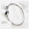 European Stainless Steel Rhinestone Heart Bracelet - Fashionable 16MM Openable Design for Women