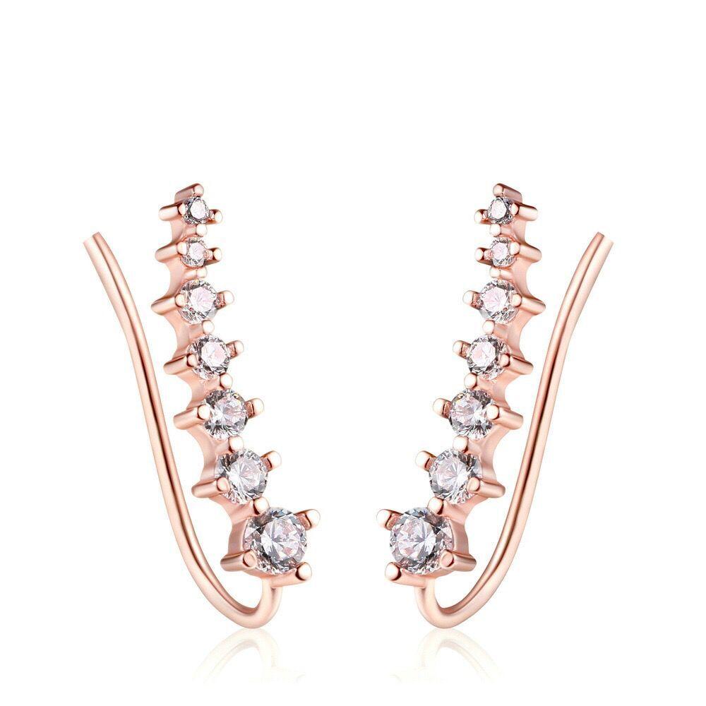 

MxGxFam Rose ( Russian ) Gold Color Zircon Hook Earrings For Women Fashion Jewelry Good Quality