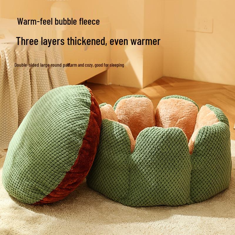 Cactus Petal Shape Pet Nest - Large, Soft, and Warm Sleeping Mat for Cats and Dogs