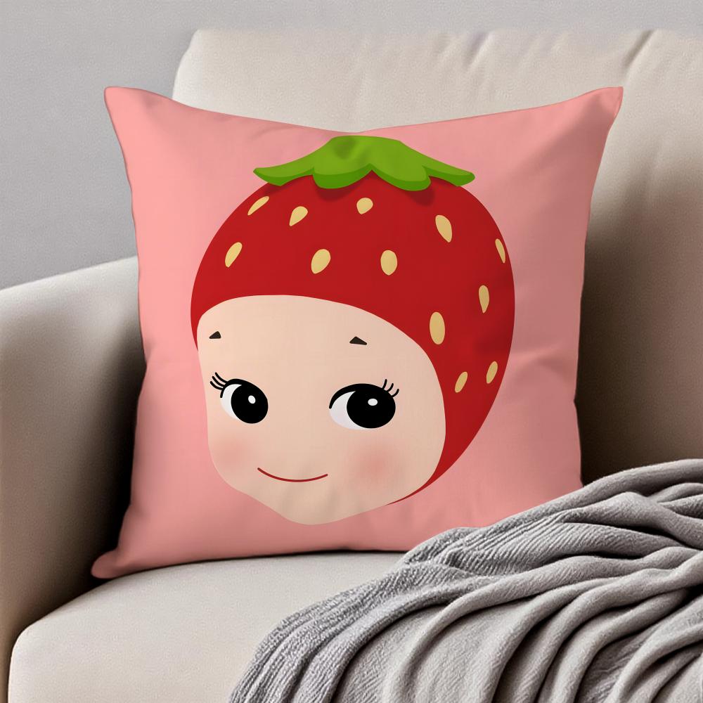 sSonny Angel Pillow Cute Figure Cushion Cover Pillowcase Antidustmite Invisible Zipper Short Plush Sofa Cushion