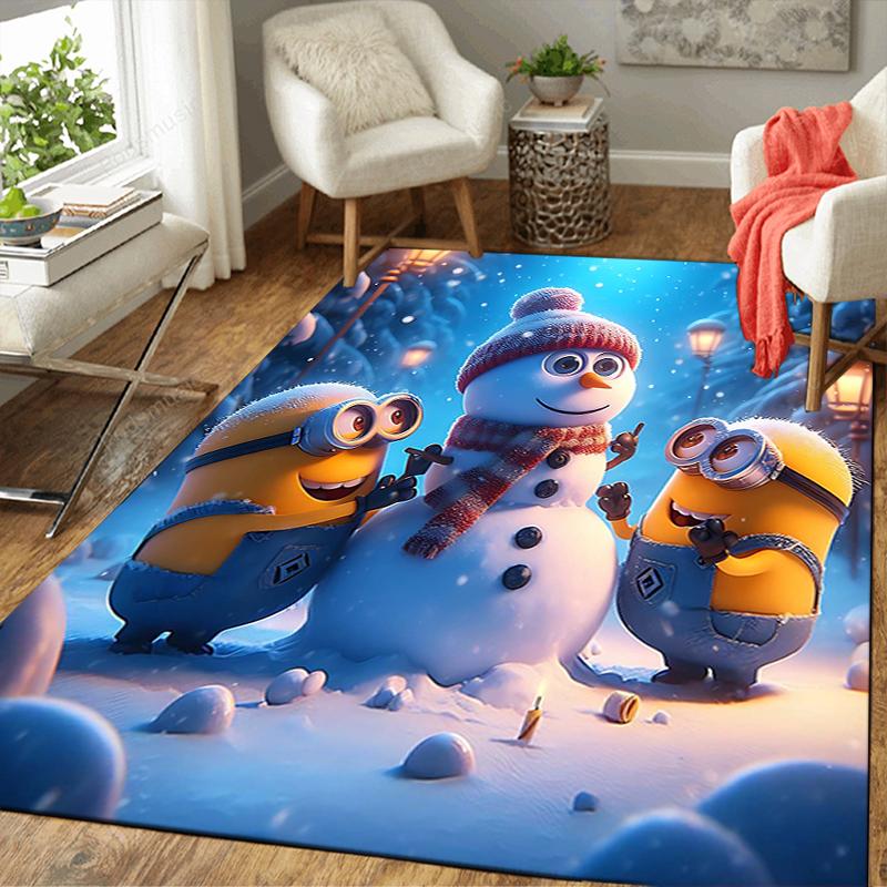1Pc Christmas Minions Celebration Rug Office Carpet Indoor Outdoor Doormat Nonslip Soft And Comfortable Living Room Christmas Halloween Gift D91851