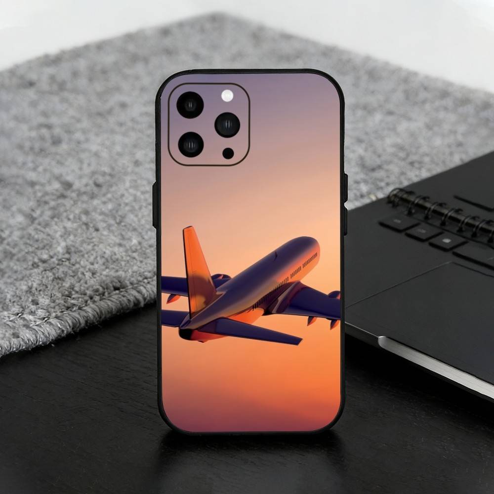 

Airplane Plane Phone Case For iPhone17,16,15,14,13,12 Plus,Max Soft Silicone Black Cover iPhone15