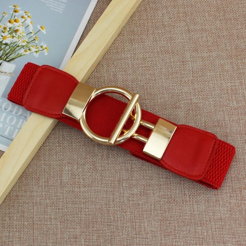 Adjustable Chic 4cm Decorative Waist Belt With Gold Round Buckle For Womens Fashion