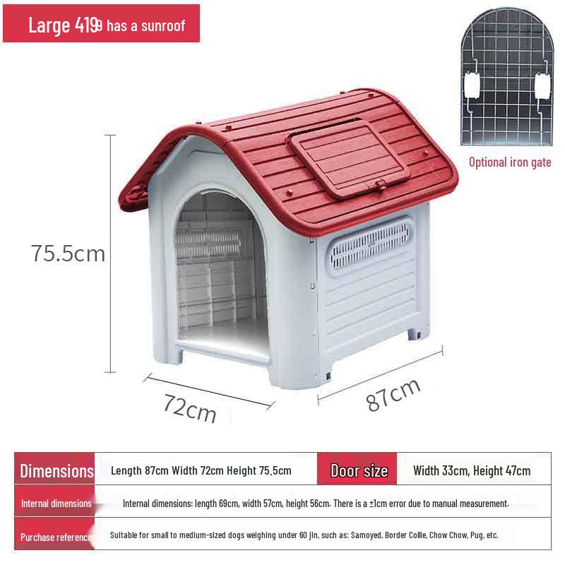 Xinding Rainproof & Windproof Outdoor Plastic Dog Kennel - Winter Dog House for Medium to Large Dogs