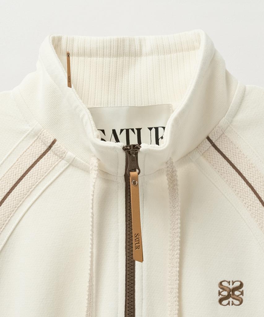 Seteo Lawton Half Zip-Up Sweatshirt Cream