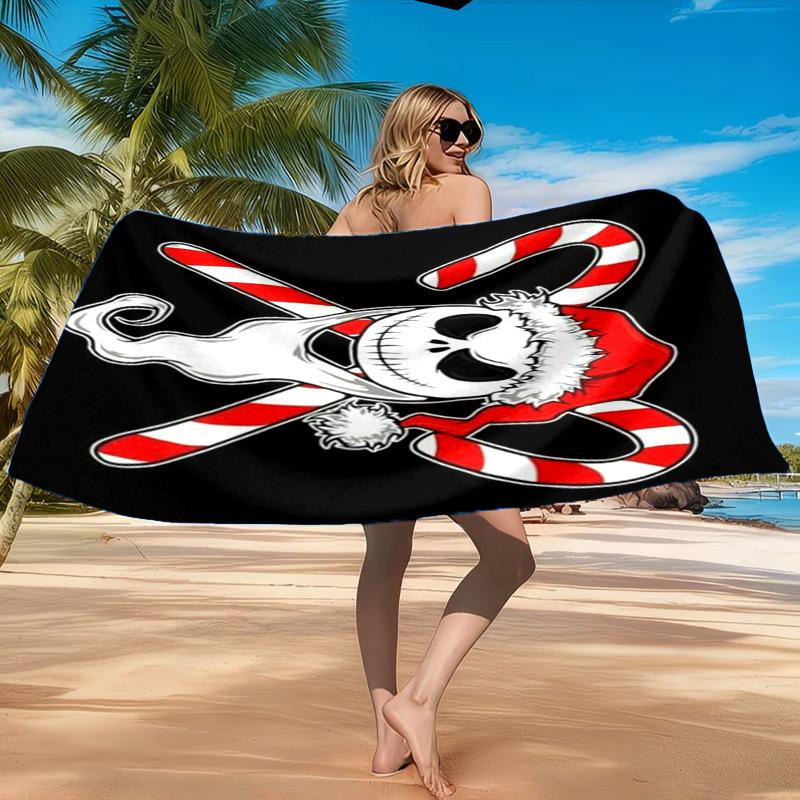 Skull Jack Artwork Printed Microfiber Beach Towel, Soft And Absorbent, Quick-Dry, Ideal for Summer Travel, Beach Essential, Swimming Pool