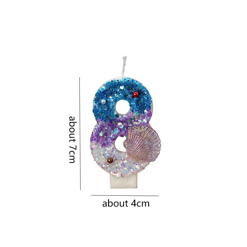 Blue Birthday Number Candle Pearled Cake Funny Decoration Party Supplies Memories Candle Sparkles Beautiful Child Lamps Candles