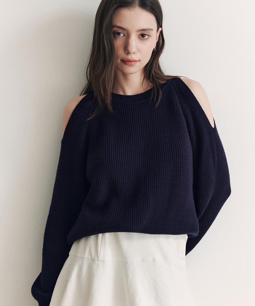 ZEROSTREET [3 Colors] Opening Off-Shoulder Knit